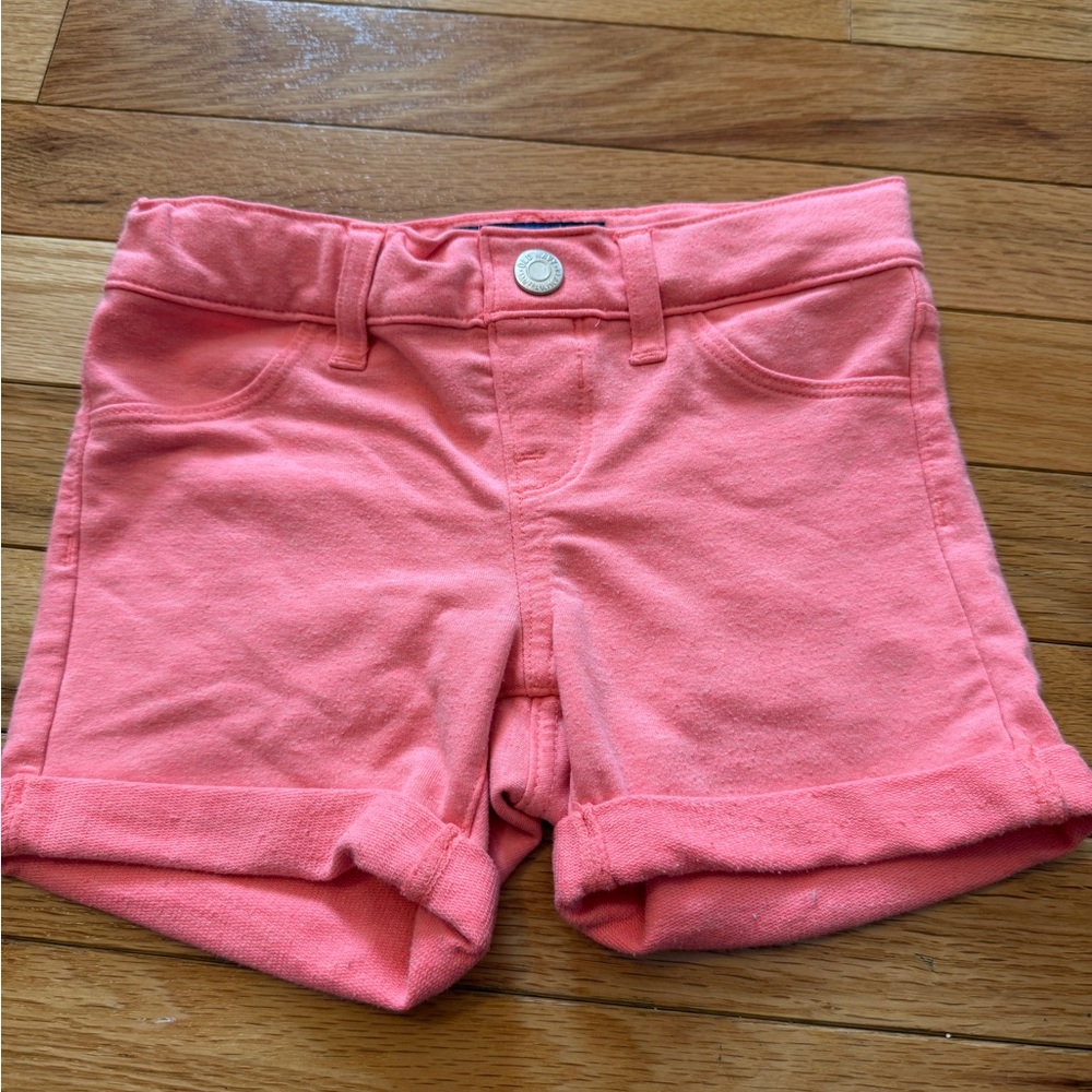 Cat & Jack Navy Denim and Coral Pink Knit Girls' Shorts Set - Picture 4 of 7